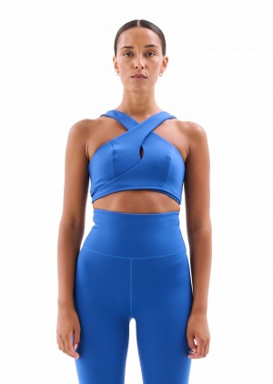 Classic Blue P.E Nation Baserunner Sports Bra | HPUNXKM-76