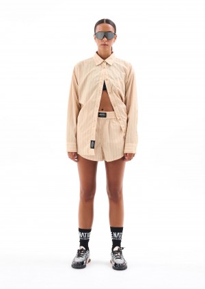 Pinstripe Print P.E Nation Aventura Shirt | RMXLZJE-26