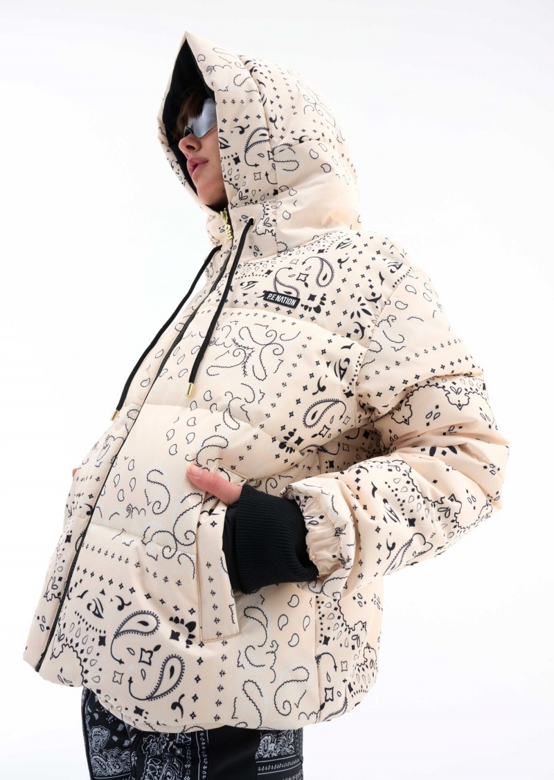 Bandana Print Pearled Ivory P.E Nation Andorra Snow Jacket | NSGKCOX-41