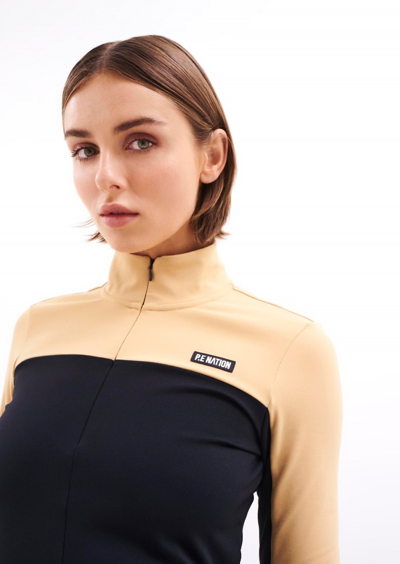 Black P.E Nation Slalom Blocked Long Sleeve Top | BDHPSLQ-82