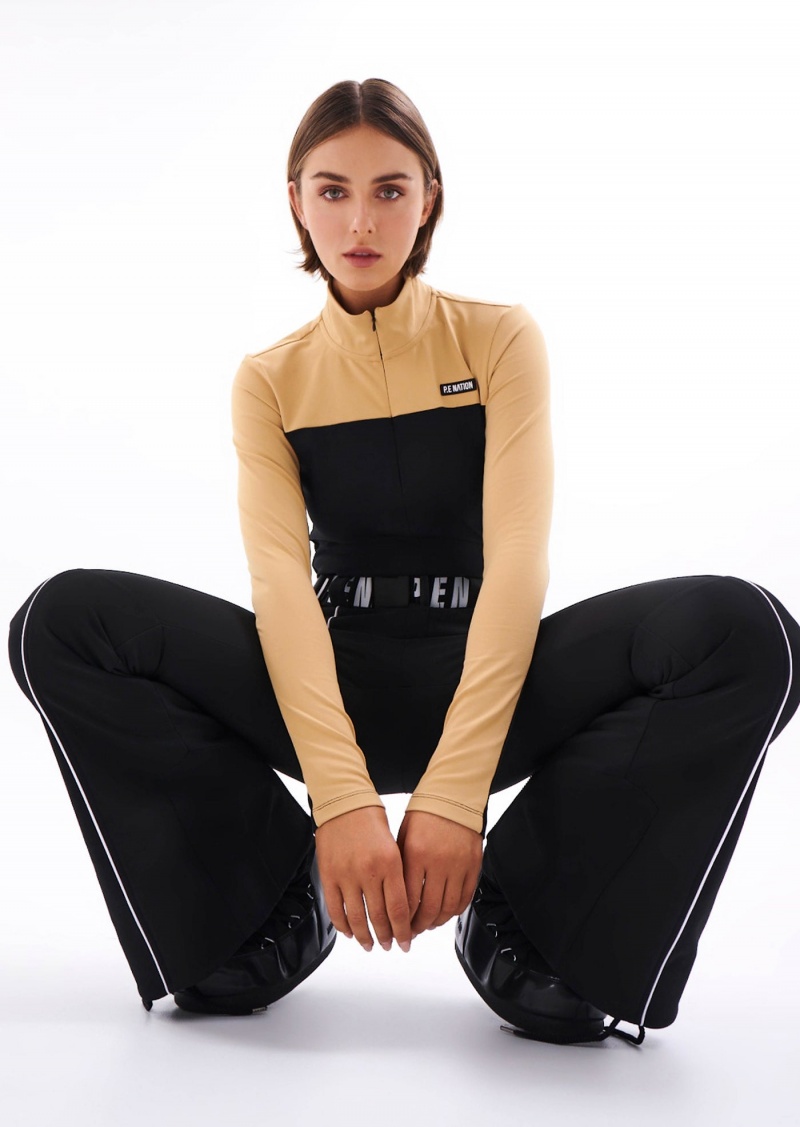 Black P.E Nation Slalom Blocked Long Sleeve Top | BDHPSLQ-82