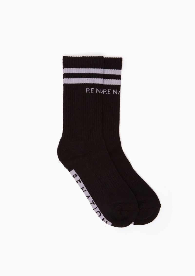 Black / Grey P.E Nation Marathon Crew Sock | UKTPILS-09
