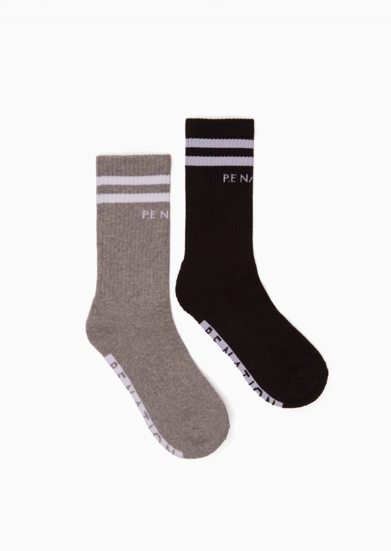 Black / Grey P.E Nation Marathon Crew Sock | UKTPILS-09