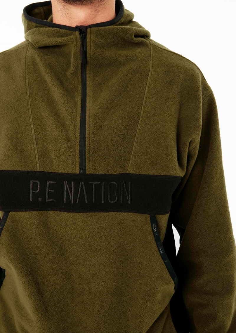 Khaki P.E Nation Title Defence Polar Fleece Hood | QRHXCWN-51