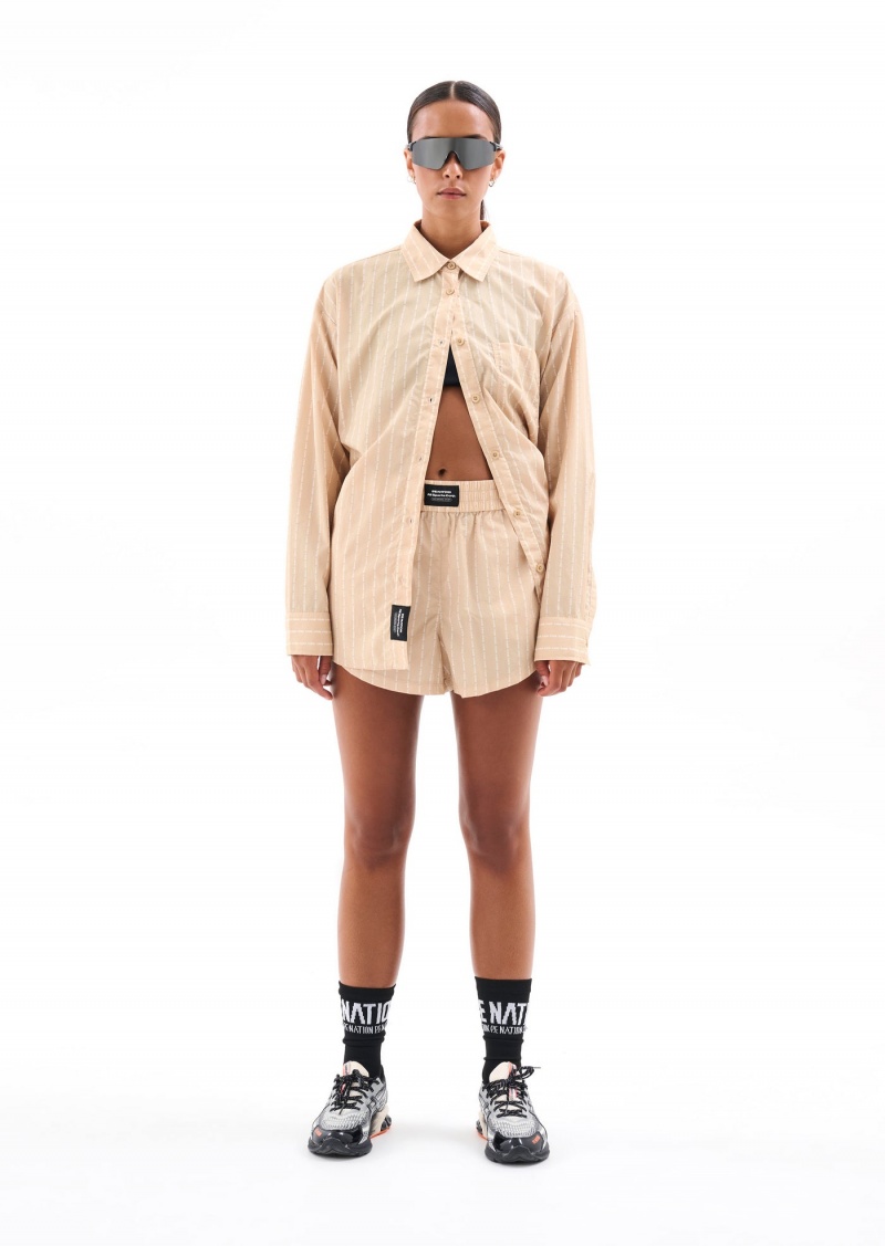 Pinstripe Print P.E Nation Aventura Shirt | RMXLZJE-26