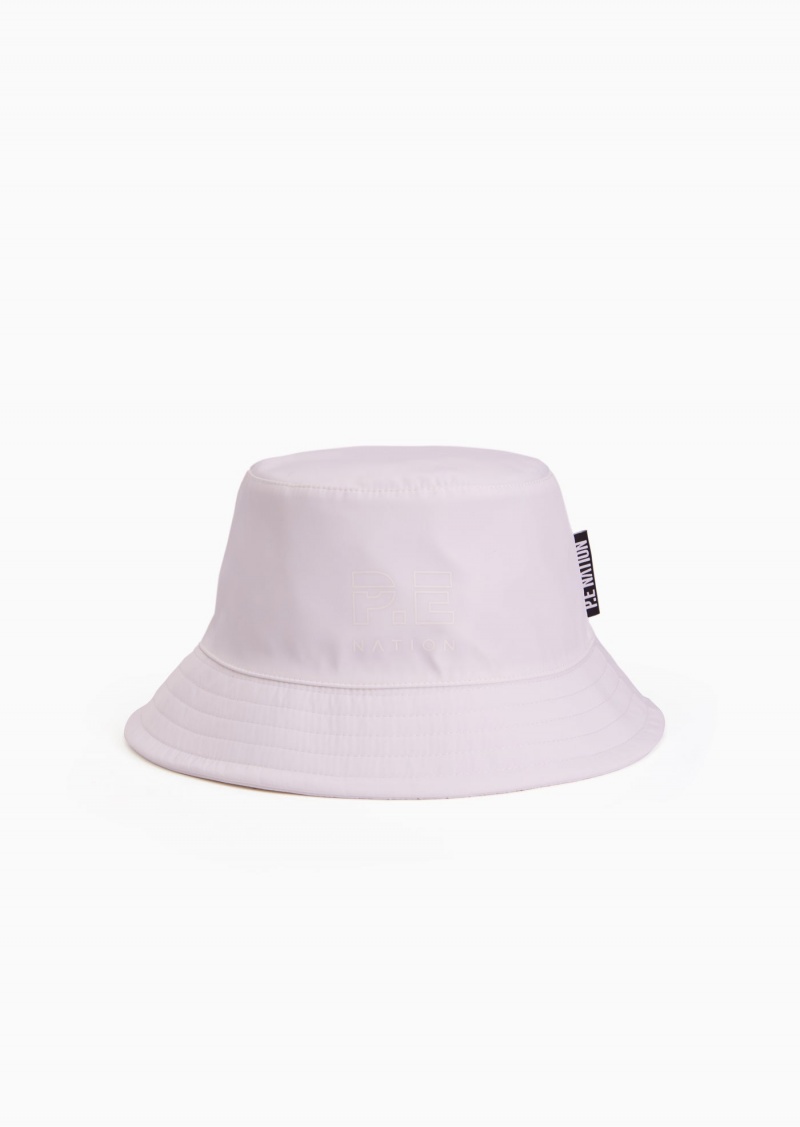 White P.E Nation Heads Up Logo Bucket Hat | CVXYIBJ-26